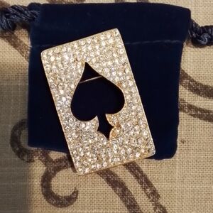 Jay Strongwater Rhinestone Playing Card Brooch
